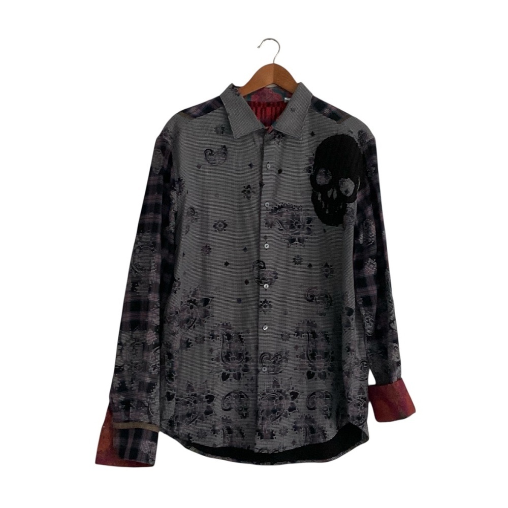 Robert Graham Mens Limited Edition Blues Haven XL Classic Fit Embellished Scull - Picture 2 of 14